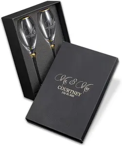 Set of 2 Personalized Wedding Engraved Champagne Flutes- Mr and Mrs Design - For Weddings,Parties and Anniversary Visit the Krezy Case Store