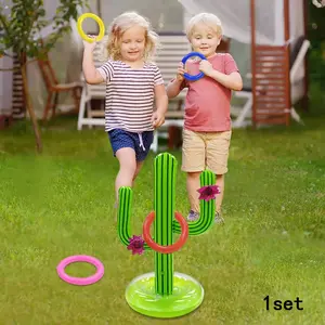 1set Inflatable Cactus Ring Throw Game Set, Durable PVC, Perfect for Beach and Pool Parties, Ideal Gift for Holidays and Birthdays