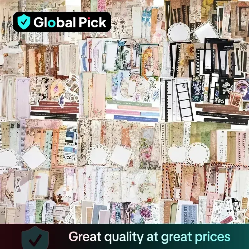 Vintage Material Paper Packaged with Black Ribbon, 85pcs/set Handmade Material Suitable for Diy Crafts, Sticker Packs, Scrapbook Materials, Gift Wrapp