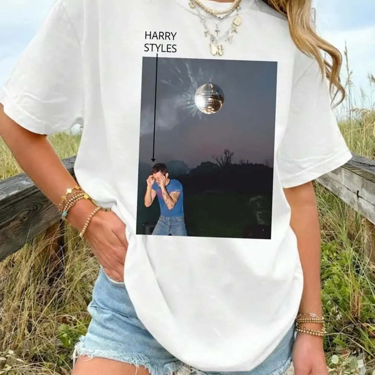 Harry Styles Concert T-Shirt, Kiss All The Time. Disco, Occasionally. HS4 Shirt, Retro Character Print Tee, Trendy Pop Concert Fan Gift J5Q