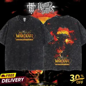 HardTimesClothing - World of Warcraft Cataclysm Retro Limited Vintage From Software Collection Game Oversized Washed Tee Acid Washed Lightweight TSHIRT, Gift for him her Clothes Cotton (Copy) (Copy)
