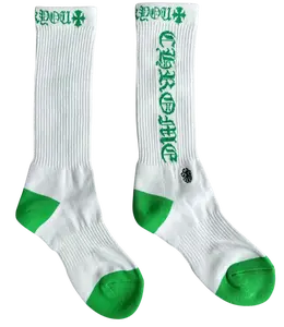 Chrome Hearts Vertical Logo Single Pair Sock White/Green