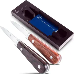 Oyster Shucking  Set of 2 - Professional Oyster  Shucker Clam Opener Kit in Lovely Box - Bonus Ebook and Brochure Included