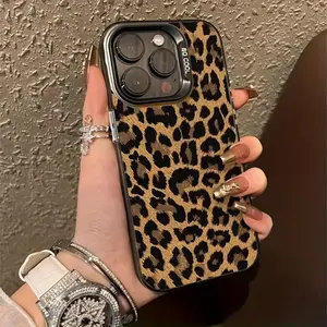 Full Screen Leopard Print Black Pattern Phone Case for IPhone 16 15 14 Pro Max 13 12 11 XR XS Plus Shockproof Drop Protection Durable PC Smartphone Cover