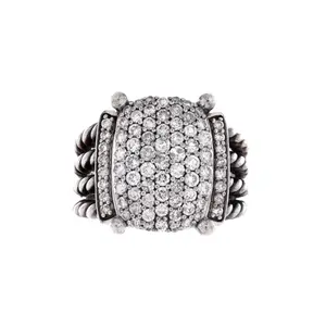Pre-owned David Yurman Wheaton Ring Sterling Silver and Diamonds 16mm by Rebag