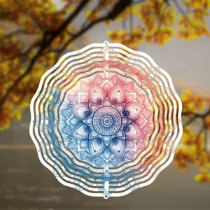 Mandala Pattern Wind Spinner, Colorful Mandala Wind Spinner, Exquisite Wind Sculpture for Indoor & Outdoor Garden Decoration