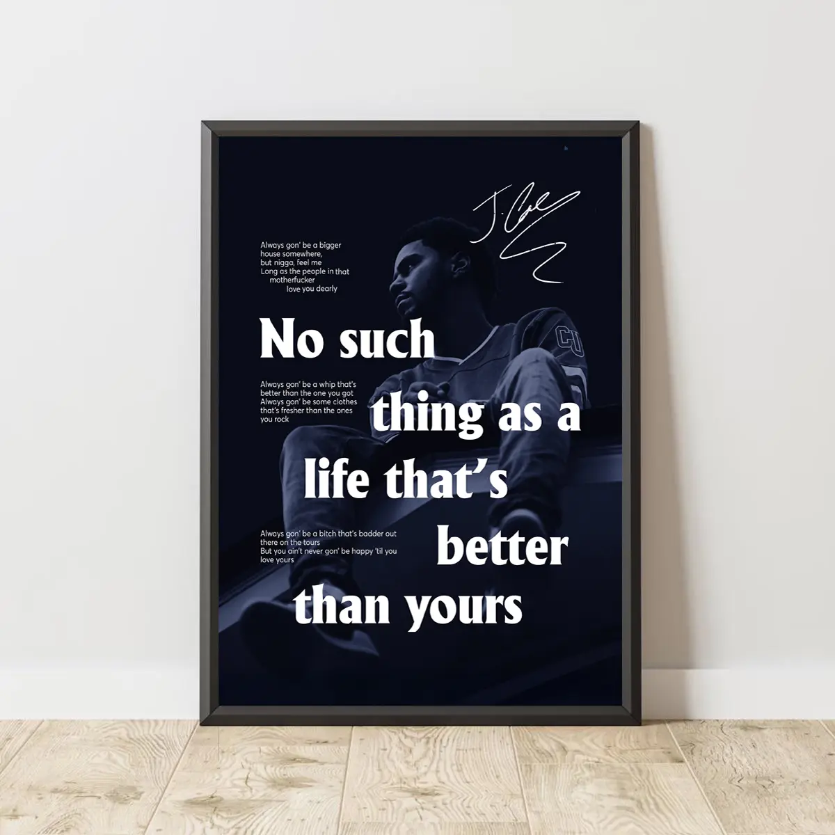 J Cole Dreamville Love Yourz Lyrics Wall Poster (No Frame), Rap Music Wall Art, Hip Hop Vintage Print, Gift For Fans