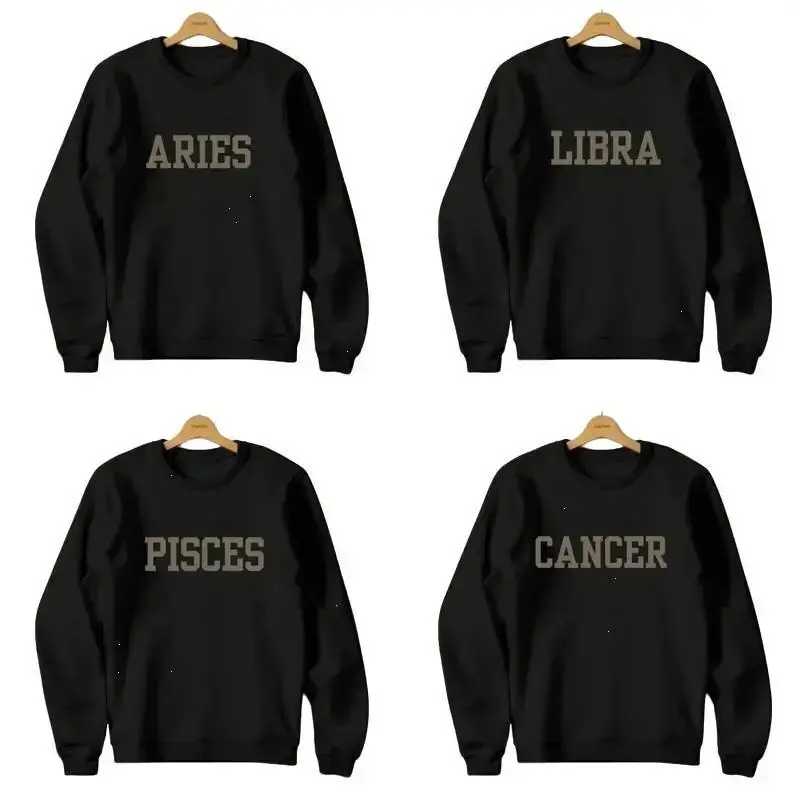 Minimalist Zodiac Sweatshirt – Astrology Sign Crewneck for Women & Men, Aries Libra Pisces Cancer Full Colors Pullover Sweater Birthday Gift