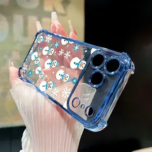 Snowman & Snowflake Symphony Pattern Phone Case Compatible with iPhone 17 Pro Max 16 15 Plus Air 14 13 12 11 E Featuring Strengthened Four Corners Soft Back for Drop Protection