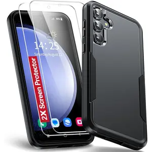3 PCS (1 Phone Case and 2 Screen Protector) for Samsung  A16 A36 A56 A14 A34 A54 A15 A35 A55 Dual-layer Shockproof Durable Mobile Phone Case with Screen Protector