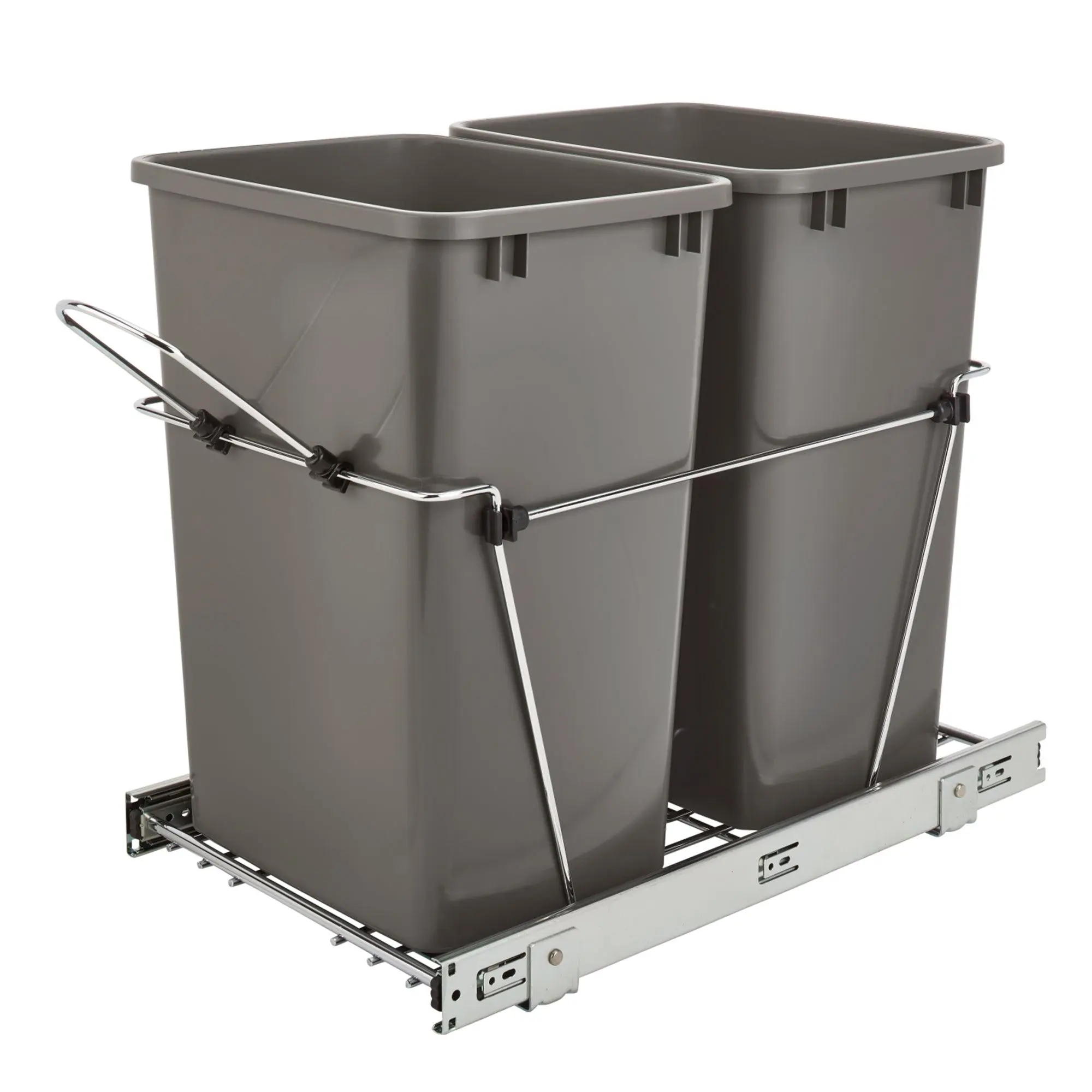 Rev-A-Shelf Double Pull Out Trash Can 35 Qt for Kitchen, Gray, RV-18KD-13C-S Rev-A-Shelf Double Pull Out Trash Can 35 Qt for Kitchen, Gray, RV-18KD-13C-S