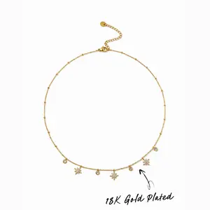 Cider 18K GOLD PLATED STAINLESS STEEL RHINESTONE NECKLACE