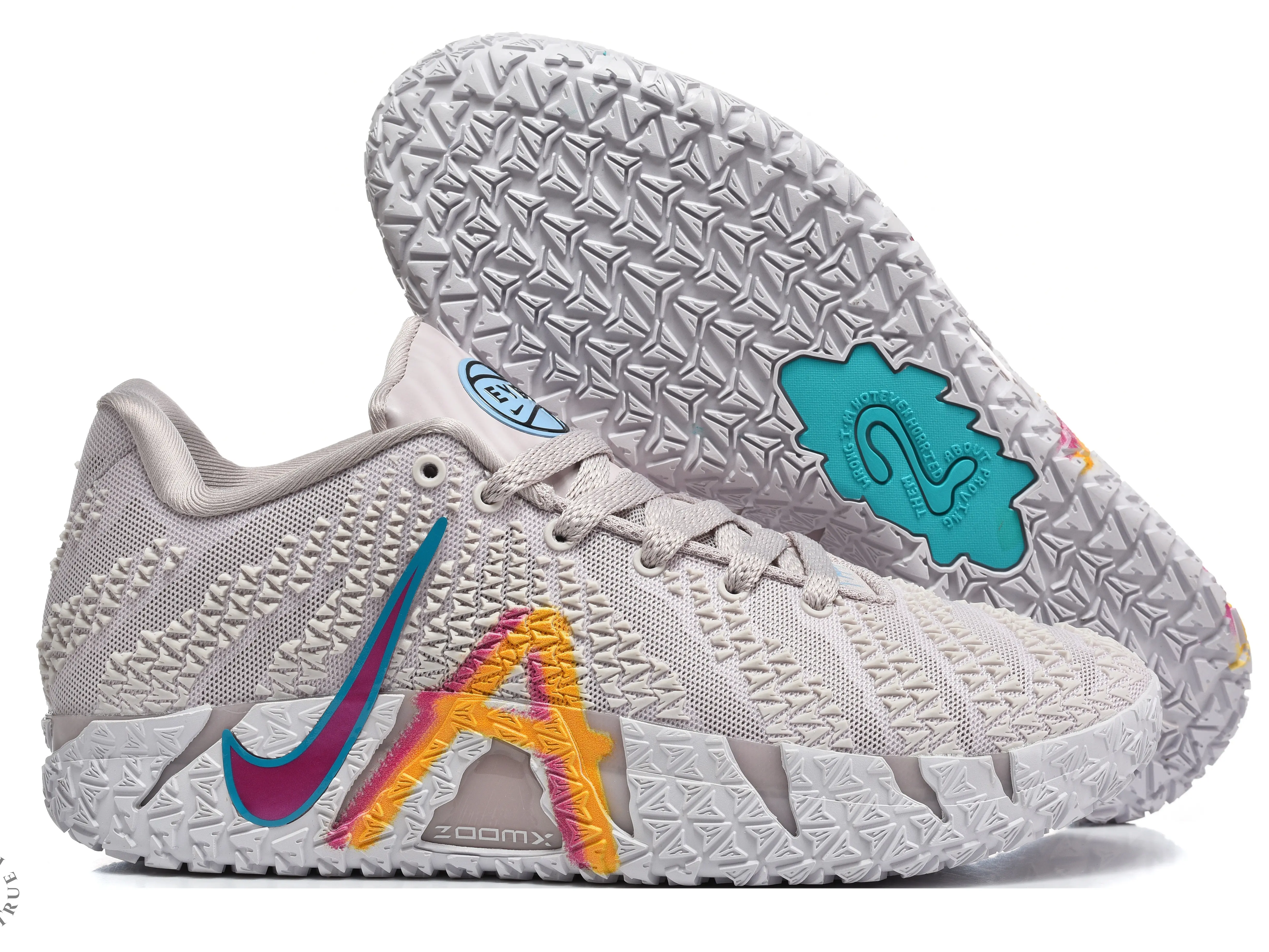Off-white Multicolor Graphic Knitted Low Top Basketball Sneakers | Premium Jacquard Mesh Upper & Shock-absorbing Inner Sole | Fit Basketball Training Daily Outdoor Trips | Unisex for Both Men and Women