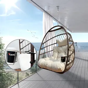 [SOIYELIFE] Swing Hammock Egg Basket Chairs Without Stand Indoor Outdoor, UV Resistant Cushion Hanging Chair, Foldab Frame 350lbs Capacity Ceiling Hammock Chair for Patio Porch Backyard Balcony