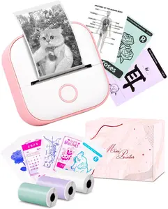 Memoking Sticker Maker - T02 Mini Sticker Printer Inkless Label Maker Portable Thermal Printer 3D Printer Controllers, Impresora Portátil for Note, Journal, DIY, Gift, Compatible with Ios & Android