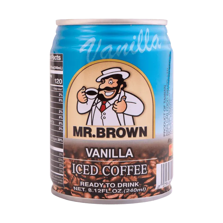 Mr. Brown Creamy Vanilla Milk Caffeinated Beverage - 240ml Pre-Portioned Coffee & Espresso Beverages, Ready-to-Drink for Coffee Lovers, Suitable for Iced Drinks