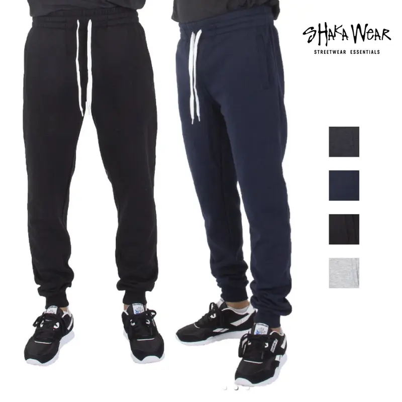SHAKAWEAR Men's Fleece Jogger Pants Shaka Wear Casual 3 Pockets Comfort Slim Fit Sweatpants with Drawstring Stretch Hip Hop (S to 3XL)
