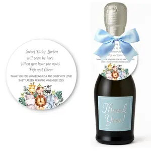 Personalized Baby Shower Champagne Tags | Custom Champagne Favor Tags with Cute Teddy Bear Design | Girl, Boy, or Gender Neutral
