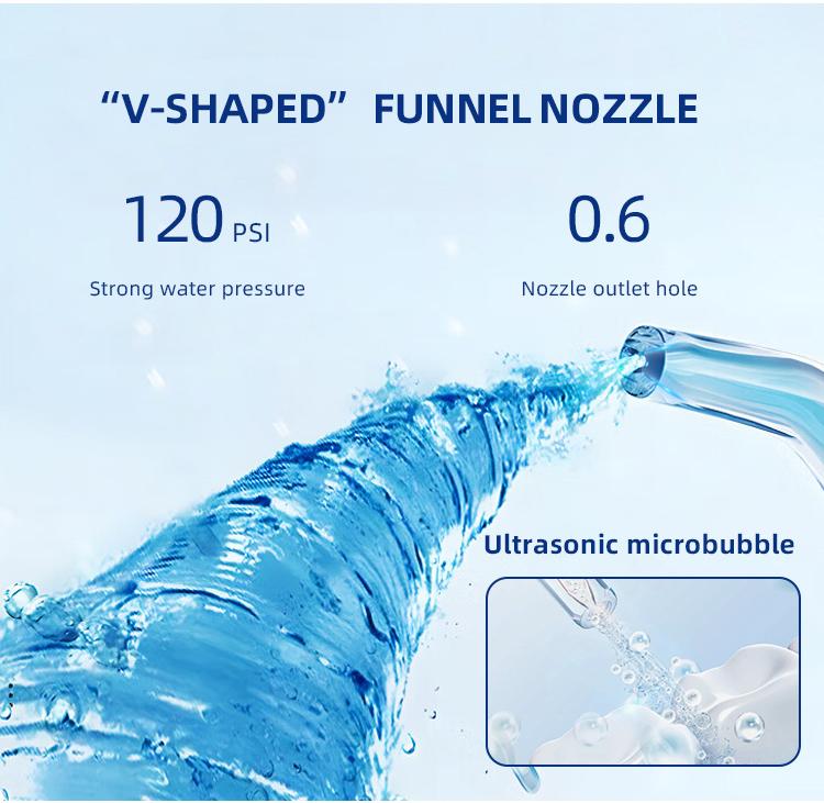 Water Flosser: Rechargeable, oral irrigator, IPX7 waterproof, portable wireless oral irrigator, 300 ml, 5 nozzles, multiple modes, suitable for braces wearers, removes plaque, dental cleaner for home and travel