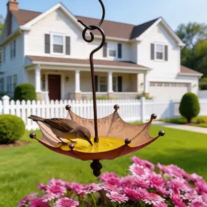 Umbrella-shaped Hanging Metal Bird Feeder and Bath with Chain - Rustproof Outdoor Garden Accessories, Easy to Install, Attracts Wild Birds, Garden Bird Feeder |   Fashion Bird Feeder |   Rust-proof metal outdoor bird feeder