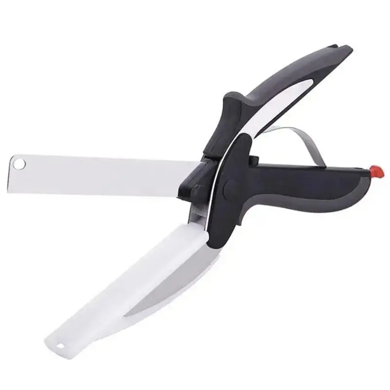 Food and Vegetable Scissors 2-in-1 Smart Stainless Steel Spring Knife Multifunctional Household Kitchen Scissors