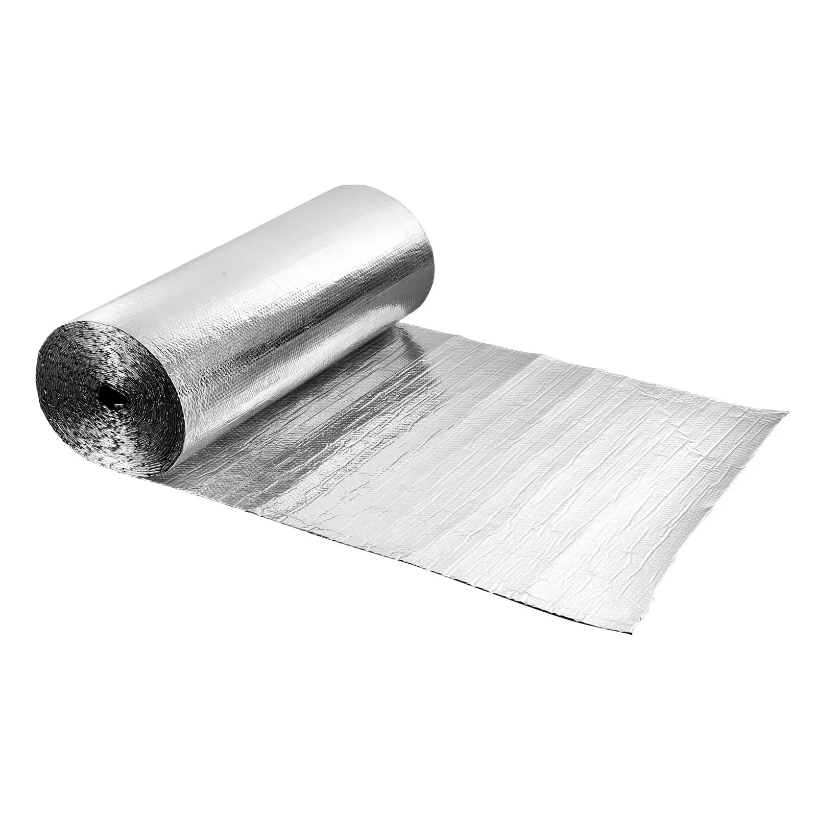 VEVOR 3-in-1 Design Double-Sided Reflective Insulation Roll (1 Roll, 20 lbs), 6mm 48in x 100ft Dual-Layer Air Bubble Shield, Aluminum Foil Heat Reflection Barrier for Garage Door, Bungalow Roof