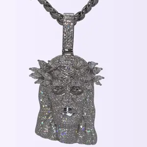 Moissanite Jesus Piece with 3mm 20 inch micro cuban chain with custom lock