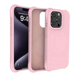 Liquid Silicone Magnetic Case with Ripple Texture for iPhone 15 Pro – Full Coverage, MagSafe, Also Fits iPhone 14