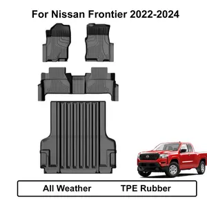 Custom Fit All Weather Floor Mats & Truck Bed Mat for Frontier 2022-2025 Crew Cab (Not for 2nd with Under Seat Speaker) | TPE Liners | All Season, Odorless, Anti-Slip