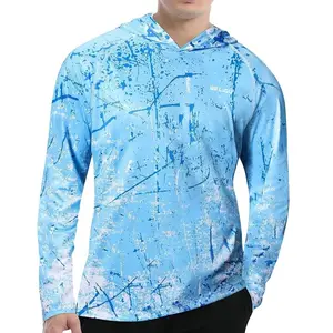 Men's UPF 50+ Sun Protection Hoodie Shirt Long Sleeve SPF Fishing Outdoor UV Hiking Lightweight Shirts, Moisture Wicking & Quick Dry