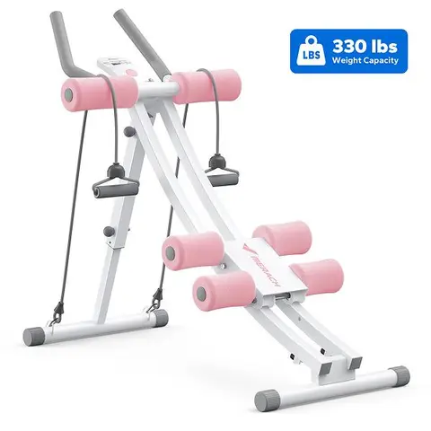 MERACH Dual Track Adjustable Ab Trainer Machine with LCD Monitor - Foldable Home Workout Equipment, Homegym Gear, Dual Track Design, Core and Waist Shaping for Women, Arms-Legs-Butt Toning