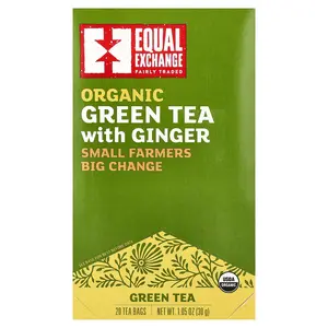 Equal Exchange Organic Green Tea with Ginger, 20 Tea Bags, 1.05 oz (30 g)