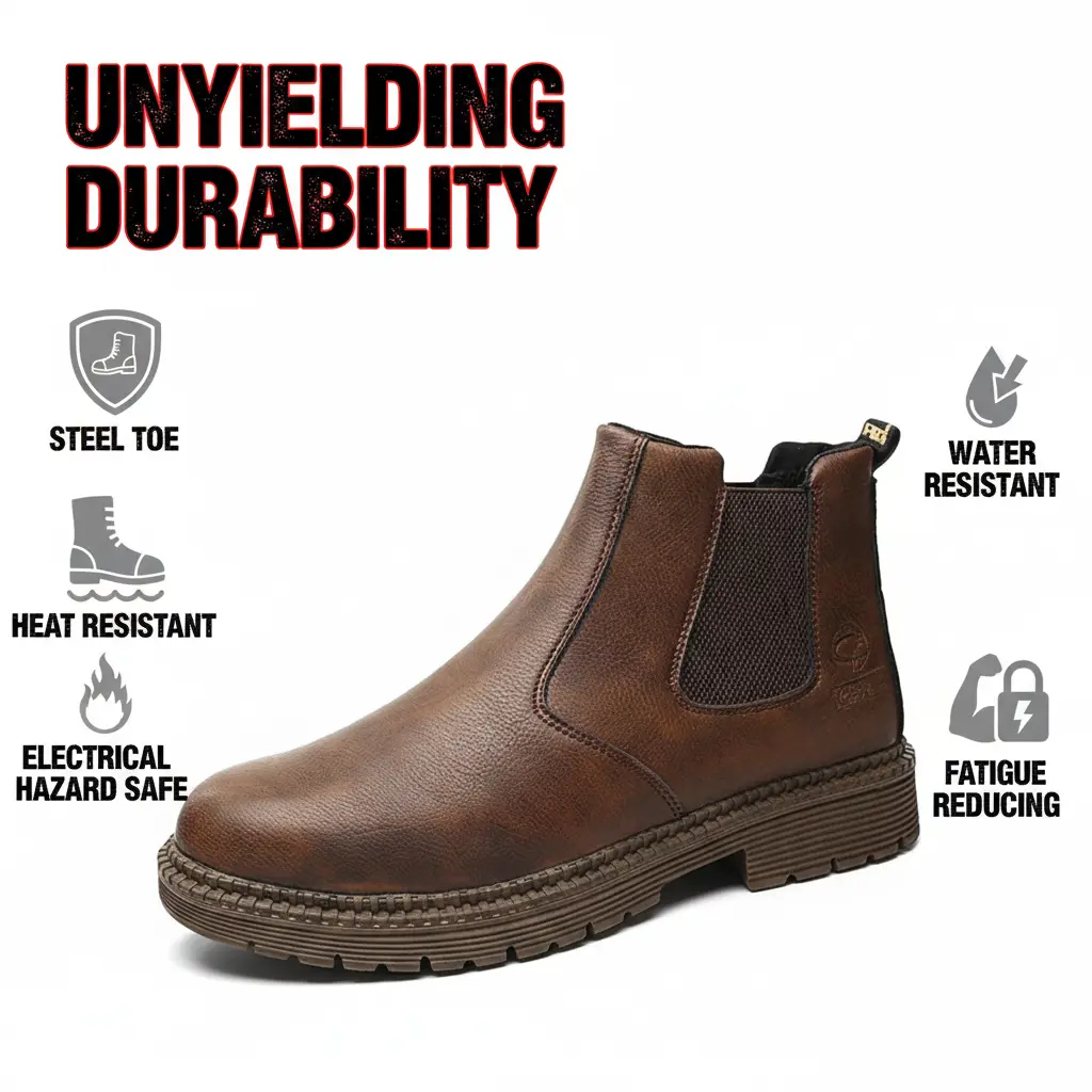 Heavy-Weight Splash-proof Smash-proof Puncture-proof Breathable Safety Shoes Unisex Chef Work Shoe Waterproof Anti-slip Durable Outdoor Comfortable for Welding Fabrication and Metalworking Shop Floors Men Women Heat Resistance