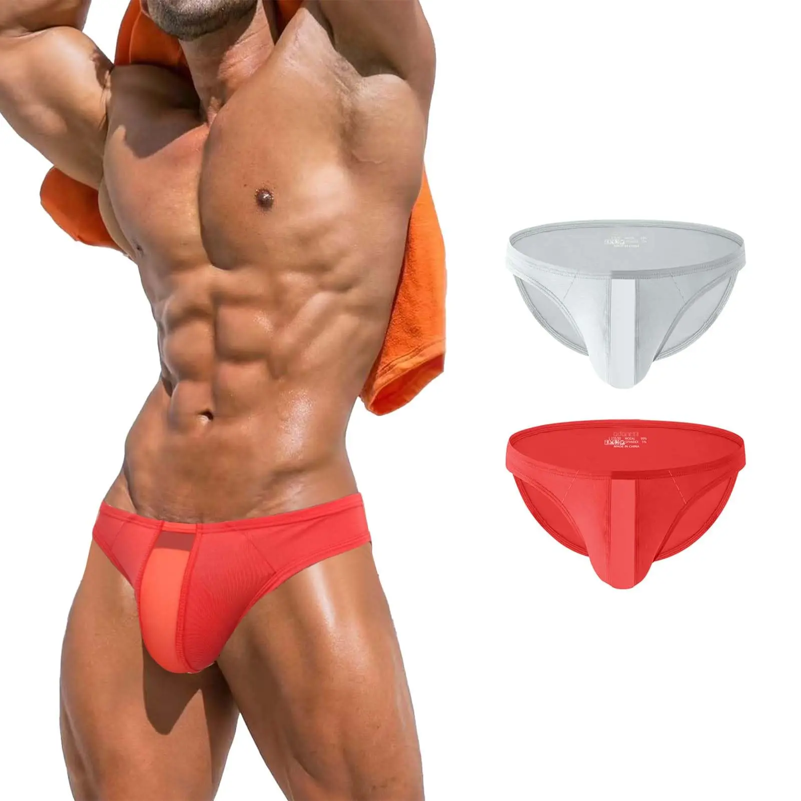Men's Modal Underwear Sexy Low Rise Soft Hollow Out/Crotchless/Mesh Bikini Lingerie