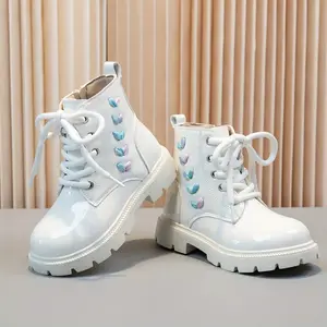 Pair of Youngsters' Fashionable Cute Simple Woven Decorative Anti-Outdoor Birthday Gift Boots Chelsea Boots