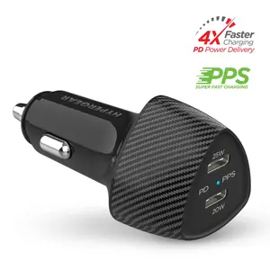 Hypercel  HyperGear SpeedBoost 45W PD Dual Output Car Charger for Multiple Devices () Black