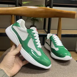 Patent leather mesh breathable shoes, stylish, colorful, casual, and versatile men's athletic shoes