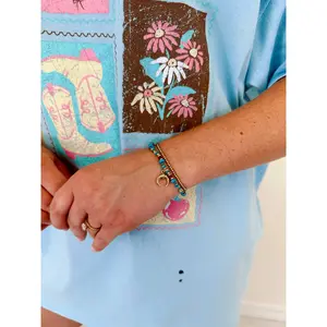 Crescent Charm Beaded Layered Bracelet Set