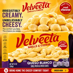 Queso Style Shell Pasta and Cheese Sauce Meal Creamy Cheesy Pasta Dinner Ready to Cook Boxed Side Dish 12oz Box