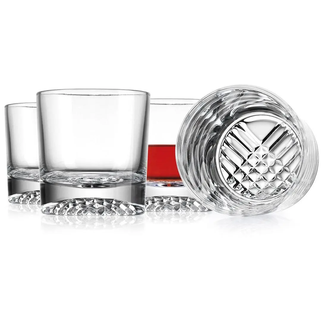 Godinger Fiore Set of 4 Double Old Fashion Glassware