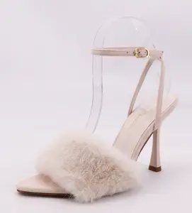TRACE52 - IVORY FAUX FUR HEELS