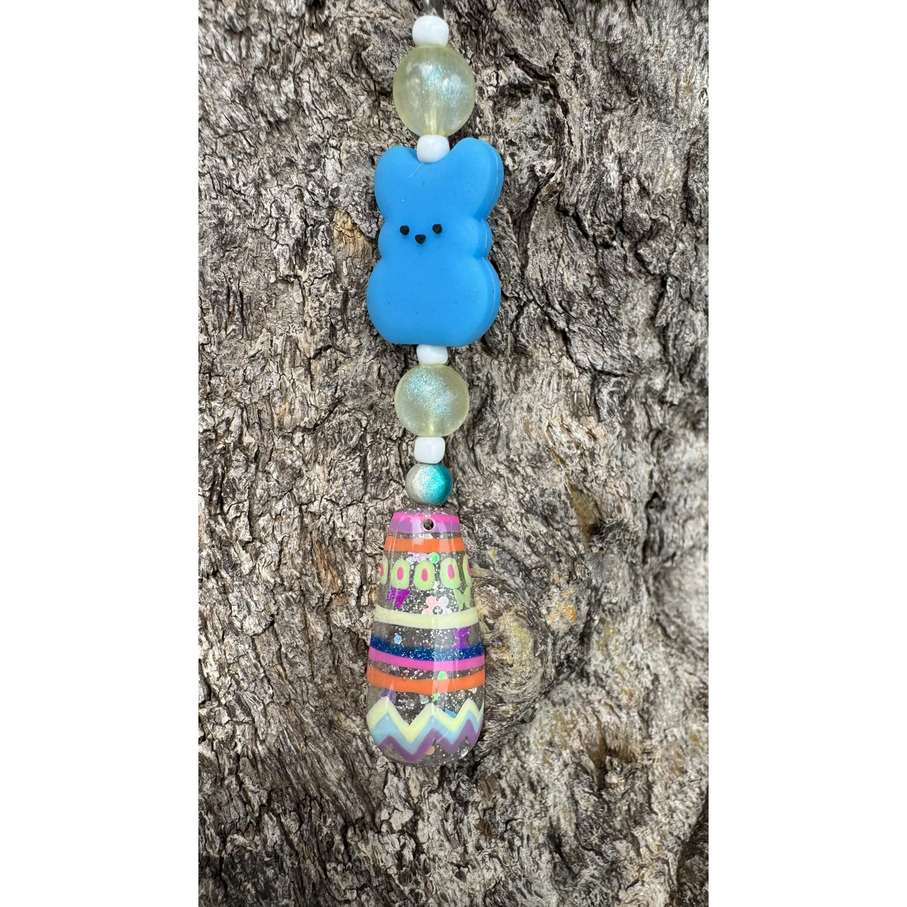Easter Blue Peep Nail Art Keychain - Blue