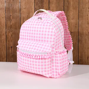 MONOBLANKS  Viral Plaid Ruffle Backpack  Cute, Spacious & Perfect for School, Travel + Everyday Use! Aesthetic + Functional! Viral TikTok Backpack - Cute Plaid Style! Suitable for giving as gifts to children and friends