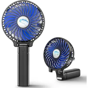 Portable Handheld Fan, Mini Personal Fan,  Operated Cooling Rechargeable, 180? Foldable Small Hand Fan, USB , for Home, Office, Outdoor, Hiking, Travel, (Black&Blue)