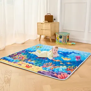 Baby Play Mat for Floor, 50'' x 50'' Thicken Foam Soft Padded Mat for Baby, Playpen Mat for Toddlers Infant Kids, Machine Washable, Non-slip Bottom Safe for Crawling
