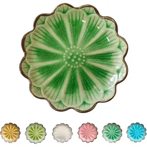 Ceramic Spoon Rest for Stove Top, Flower Cute Spoon Rest for Kitchen Counter, Cooking Spoon Holder for Kitchen Counter, Utensil Rest Spatula Rest Ladle Holder Tong Rest, 1 count (Cracks Deco, )