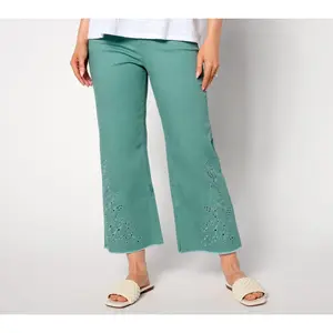 Isaac Mizrahi Live! Regular True Denim Crop Wide Leg Jeans with Eyelet