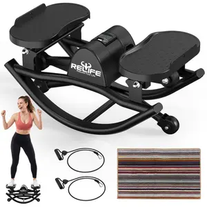 Relife sports Rocking Steppers for Exercise at Home, 3D Motion Stair Stepper with Resistance Bands for Full Body Workout & Low-Impact Balance Board, 330 LBS Loading Capacity Exercise Equipment summervibes summervibes