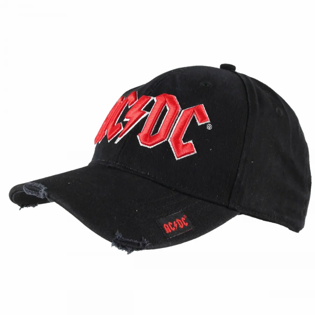 AC-DC 875641 Adjustable Distressed Logo Snapback Hat - Black, Lettering Authentic Fashion Accessory Cap