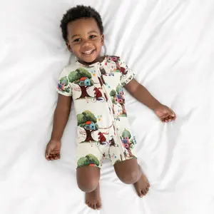 Bamboo Shorty Zippy Playhouse - Ultra-Soft Bamboo Fabric, Double Zipper for Easy Diaper Changes, Tagless Design, Short Sleeves & Legs, Perfect for Warm Weather